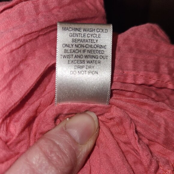 Christopher & Banks Pink Crinkle Textured Button-Up Blouse With 3/4 Sleeves S - Picture 7 of 7